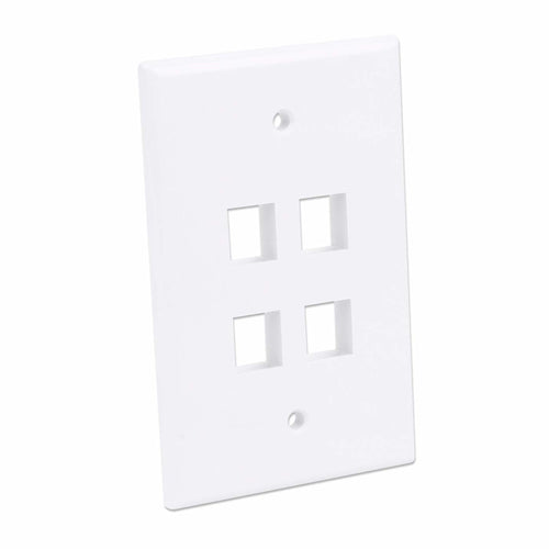 Intellinet 4-Outlet Oversized Keystone Wall Plate, White