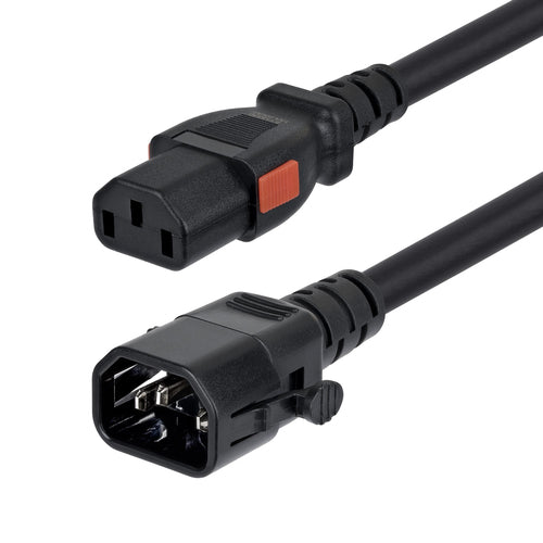 StarTech.com 10ft (3m) Heavy Duty Power Extension Cord, Locking C14 to Locking C13, PDU Power Cord, 15A 250V, 14AWG, AC Power Cable Extension, TAA Compliant, UL Listed