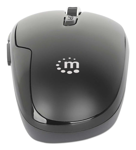 Manhattan USB-A Nano Receiver, Six Buttons with Scroll Wheel, 800/1200/1600 dpi, Wrist-Friendly Contour, Black