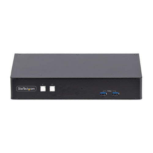 StarTech.com 2-Port Dual-Monitor DisplayPort KVM Switch, RS232 Serial Control, 4K 60Hz, 2x USB 5Gbps Hub Ports, 2x USB 2.0 HID Ports, Hotkey/Pushbutton Switching, TAA Compliant - Includes 2x DP and USB Host Cables
