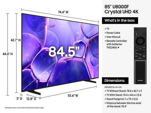 Samsung U8000F UN85U8000FF 2.16 m (85") 4K Ultra HD Smart TV Wi-Fi Black