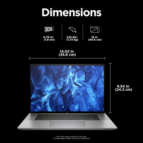 HP ZBook Studio G11 Intel Core Ultra 7 165H Mobile workstation 40.6 cm (16") WUXGA 16 GB DDR5-SDRAM 512 GB SSD NVIDIA RTX 1000 Ada Wi-Fi 7 (802.11be) Windows 11 Pro Silver