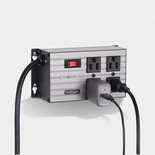 StarTech.com 4-Outlet Industrial Power Strip 125V/15A, EMI/RFI Isolation, Surge Protection, Mountable PDU, Attached 8ft/2.4m Power Cord, NEMA 5-15P/R, UL Listed