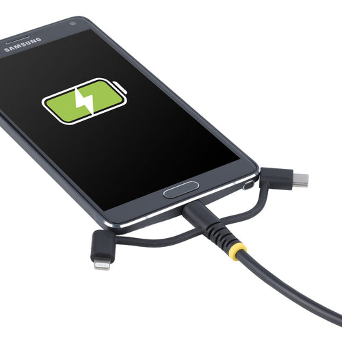 StarTech.com 3.3ft (1m) Rugged USB Multi Charging Cable, USB to Lightning/Micro-USB/Type-C, Apple MFi Certified, Aramid Jacket, Universal 3-in-1 USB Charger Cord for iPhone/iPad/Android