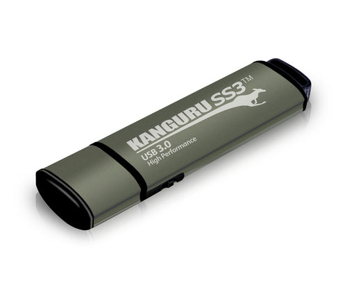 iStorage Kanguru SS3™ SuperSpeed USB3.0 128GB |Secure Flash Drive| Physical Write Protect Switch | Windows “Ready Boost” compatible | Simple Driverless Setup | Plug and Play
