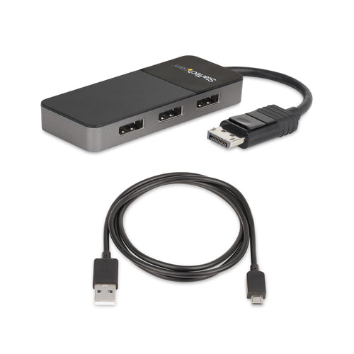 StarTech.com 3 Port Multi Monitor Adapter - DisplayPort 1.4 to 3x 4K DisplayPort Video Splitter - Dual or Triple 4K - Laptop/Desktop DisplayPort MST Hub for Multiple Monitors - For Windows PCs Only