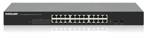 Intellinet 24-Port Gigabit Ethernet Switch with 2 SFP Ports, 24 x 10/100/1000 Mbps RJ45 Ports + 2x SFP, IEEE 802.3az, 19" Rackmount