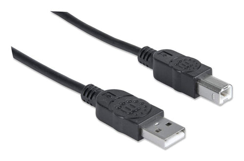 Manhattan USB-A to USB-B Cable, 5m, Male to Male, 480 Mbps (USB 2.0), Hi-Speed USB, Black, Lifetime Warranty, Equivalent to USB2HAB5M.