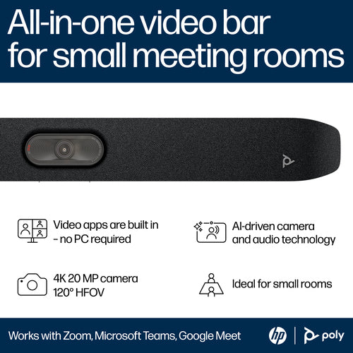 HP Poly Studio X32 All-In-One Video Bar No Power Supply TAA