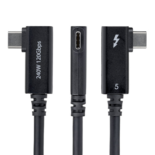 StarTech.com 2.6ft (80cm) Right Angle Thunderbolt 5 Cable, 80Gbps/Up to 120Gbps, 240W PD, 8K 60Hz, Certified Thunderbolt Cable, Compatible w/Thunderbolt 4/USB4/USB-C