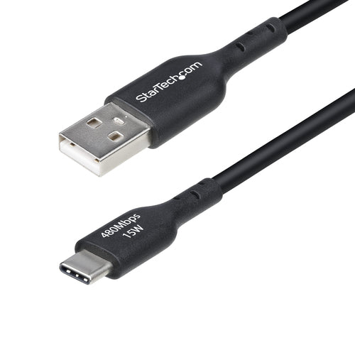 StarTech.com 6ft (1.8m) USB-A to USB-C Charging Cable, Charge & Sync, 3A, USB 2.0, TPE Jacket - Black USB Charging Cord