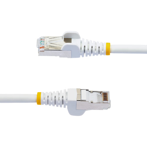 StarTech.com 6in CAT6a Ethernet Cable - White - Low Smoke Zero Halogen (LSZH) - 10GbE 500MHz 100W PoE++ Snagless RJ-45 w/Strain Reliefs S/FTP Network Patch Cord