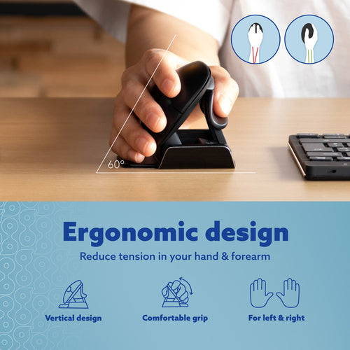 R-Go Tools Ergonomic mouse R-Go Twister, with break software, ambidextrous mouse for both hands, foldable, bluetooth and wired