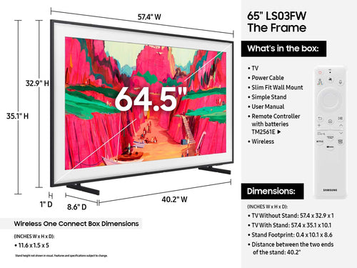 Samsung The Frame Pro QN65LS03FWFXZA TV 165.1 cm (65") 4K Ultra HD Smart TV Wi-Fi Black