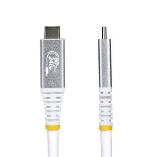 StarTech.com 3ft (91cm) USB4 Cable, 80Gbps, USB-IF Certified USB-C Cable, 240W PD, 8K 120Hz/4K 240Hz DP2.1 DP80, TPE Jacket, Thunderbolt 4 Compatible - White USB-C Cord