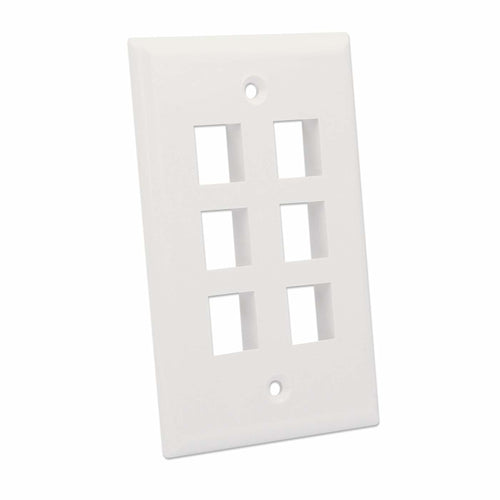 Intellinet 6-Outlet Keystone Wall Plate, Ivory