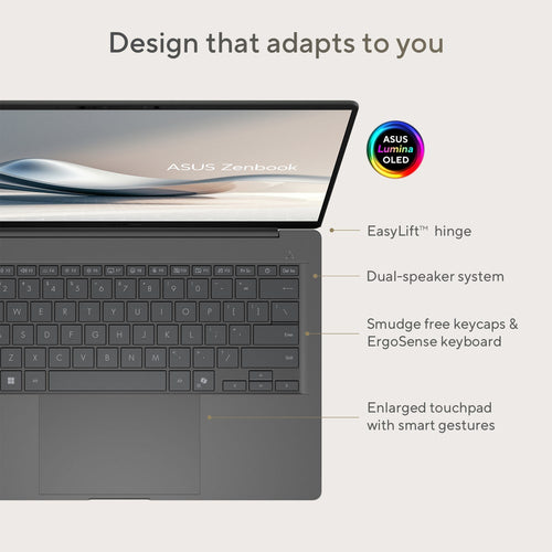 ASUS Zenbook 14 UX3407QA-PS76 Copilot+ PC Snapdragon X1-26-100 Laptop 35.6 cm (14") WUXGA 32 GB LPDDR5x-SDRAM 1 TB SSD Wi-Fi 6E (802.11ax) Windows 11 Home Grey