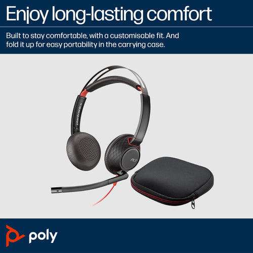 HP Poly Blackwire 5220 Stereo USB-C Headset +3.5mm Plug +USB-C/A Adapter (Bulk)