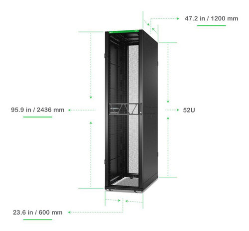 APC NetShelter SX, Server Rack Enclosure, Gen 2, 52U, 2436H x 600W x 1200D mm, with Sides, Black