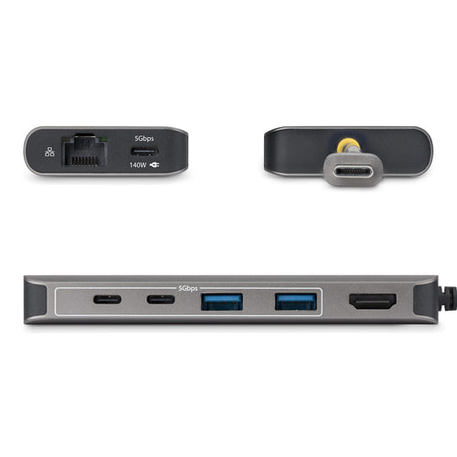 StarTech.com USB-C to HDMI Multiport Adapter with 140W PD Charging, 4K 60Hz, 5-Port USB 5Gbps Hub, GbE, Type-C Mini Dock for MacBook / Dell / Thinkpad / HP