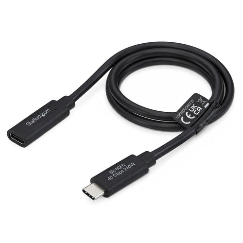 StarTech.com 2ft (60cm) 40Gbps USB4 Extension Cable, Thunderbolt 4 Compatible, 240W Charging, 8K 60Hz/4K 240Hz, USB-C Extender Cord, DP2.1 Type C Male to Female, MacBook, iPhone, iPad