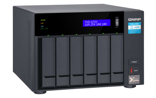 QNAP TVS-672X NAS Tower Intel® Core™ i3 i3-8100T 8 GB DDR4 0 TB QNAP Turbo System Black
