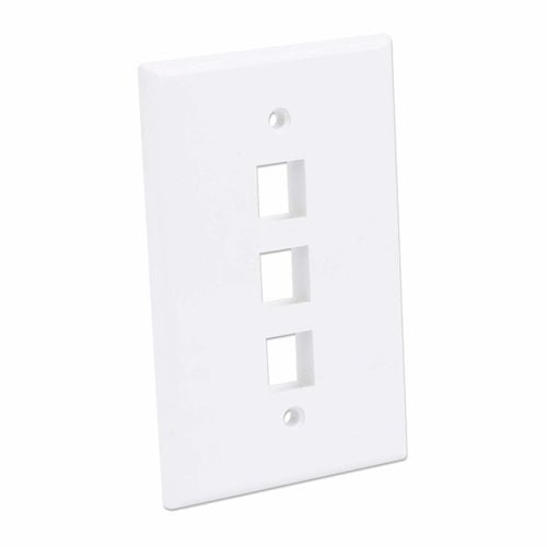 Intellinet 3-Outlet Oversized Keystone Wall Plate, White