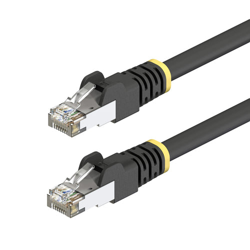 StarTech.com 25ft Black Cat6A Outdoor Ethernet Cable, Snagless RJ45, S/FTP, 23AWG Pure Bare Copper, 500MHz, Shielded Outdoor Rated Patch Cord, UV Resistant