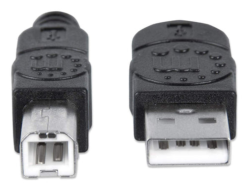 Manhattan USB-A to USB-B Cable, 5m, Male to Male, 480 Mbps (USB 2.0), Hi-Speed USB, Black, Lifetime Warranty, Equivalent to USB2HAB5M.