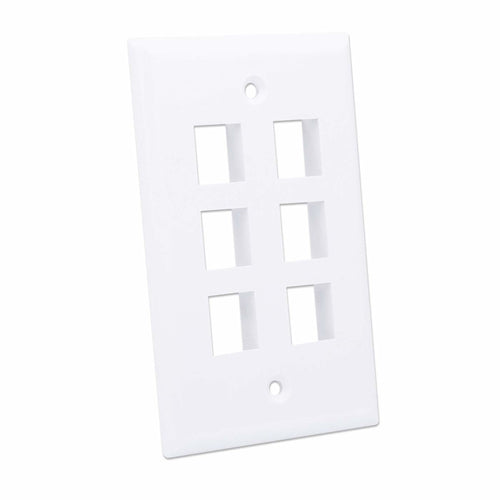 Intellinet 6-Outlet Keystone Wall Plate, White