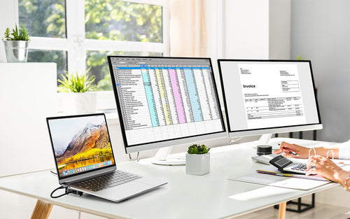 Manhattan USB-C Dock/Hub with Card Reader and MST, Ports (x7): Ethernet, HDMI (x2 4k@60Hz), USB-A (x3) and USB-C, with Power Delivery (PD) 100W- requires external USB-C charger (not included). USB powered (no external power supply required) when PD is