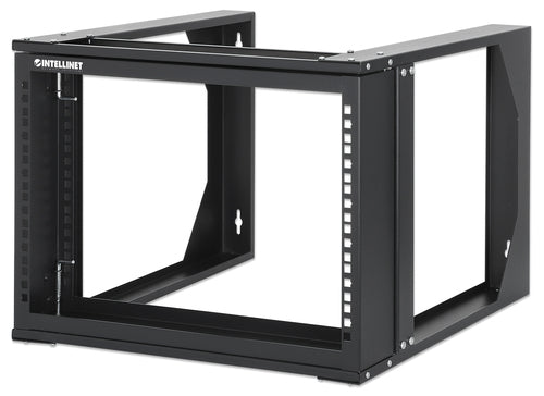 Intellinet 19" Wall Mount Open Frame Network Rack, 6U, Front-hinged Swing Frame Flat Pack, 2-Post, 17.7 in. Depth, Black RAL 9004