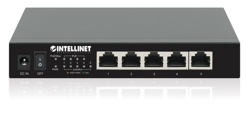 Intellinet 5-Port 2.5G Ethernet PoE+ Switch Four PSE PoE+ Ports, 10/100/1000/2500 Mbps on all Ports, 55 W PoE Power Budget, Unmanaged, Desktop Format, Wall-mount Option
