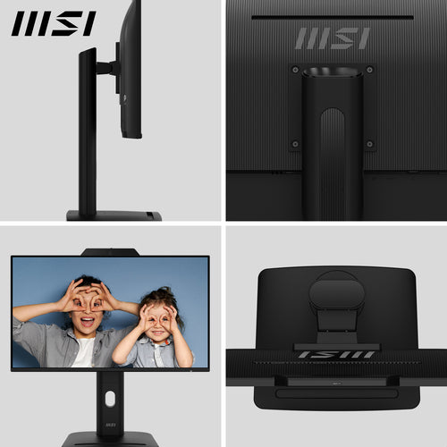 MSI Pro MP242PMG 23.8 Inch Monitor, FHD (1920 x 1080), 120Hz, IPS, 1ms, 1x HDMI 1.4b, 1x DP 1.2a, 1x D-Sub(VGA), 2xUSB 5Gbps Type-A, 1x USB 5Gbps Type-B, Built-in Speakers, Webcam, Anti-Glare, Anti-Flicker, Less Blue light, TÜV Certified, VESA,