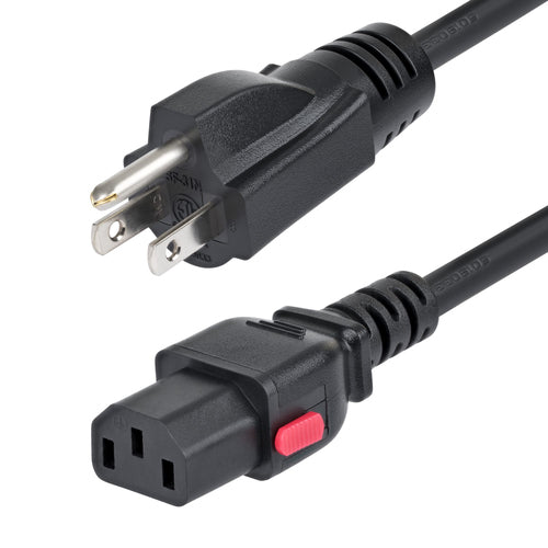 StarTech.com 6ft (1.8m) Computer Power Cord, NEMA 5-15P to Locking C13 AC Power Cable, 125V 10A, 18AWG, Replacement Computer/Monitor Power Cord, ETL Listed