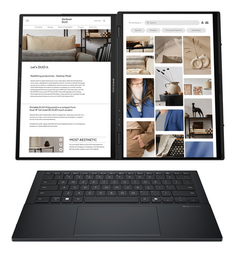 ASUS Zenbook Duo UX8406CA-PS99T Intel Core Ultra 9 285H Hybrid (2-in-1) 35.6 cm (14") Touchscreen 3K 32 GB LPDDR5x-SDRAM 1 TB SSD Wi-Fi 7 (802.11be) Windows 11 Home Grey