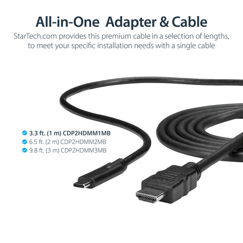 StarTech.com 3ft (1m) USB C to HDMI Cable - 4K 30Hz USB Type-C to HDMI Video Display Converter - USB-C DP Alt Mode to HDMI Monitor Adapter Cord - Thunderbolt Compatible