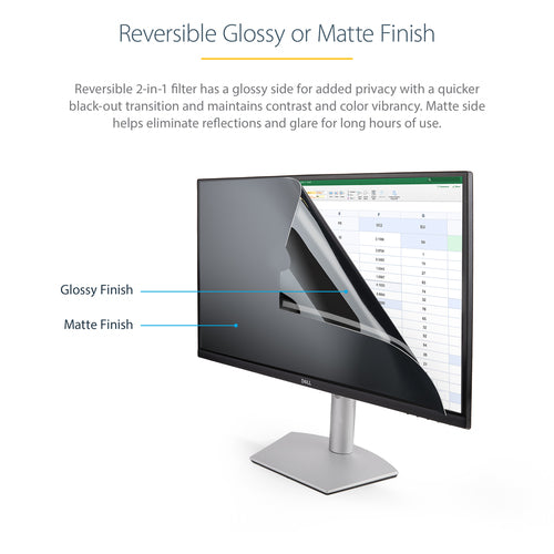 StarTech.com Monitor Privacy Screen for 21.5 inch PC Display - Computer Screen Security Filter - Blue Light Reducing Screen Protector Film - 16:9 Widescreen - Matte/Glossy - +/-30 Degree