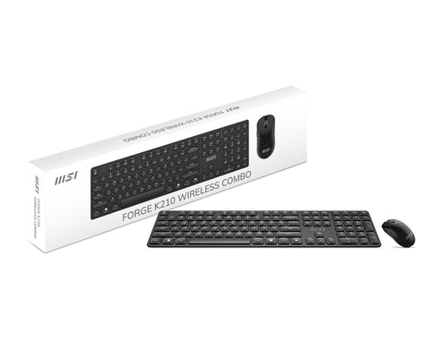 MSI FORGE K210 WIRELESS COMBO keyboard Mouse included Home/Office USB Black