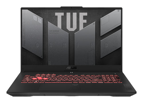 ASUS TUF Gaming A17 FA707NU-DS74 laptop AMD Ryzen™ 7 7735HS 43.9 cm (17.3") Full HD 16 GB DDR5-SDRAM 1 TB SSD NVIDIA GeForce RTX 4050 Wi-Fi 6 (802.11ax) Windows 11 Home Black, Grey