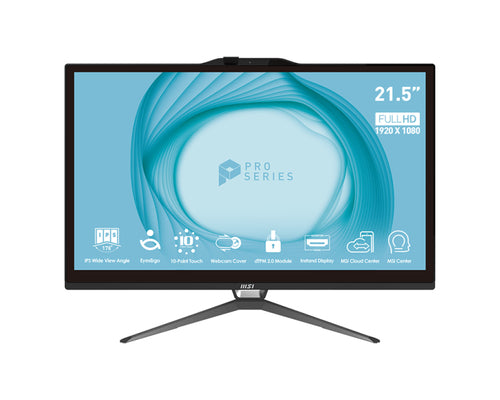 MSI Pro AP222T 13M-068US Intel® Pentium® Gold G7400 54.6 cm (21.5") 1920 x 1080 pixels All-in-One PC 4 GB DDR4-SDRAM 128 GB SSD Windows 11 Pro Black