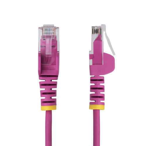 StarTech.com 5ft Pink Slim CAT6 Ethernet Cable, Snagless, 100W PoE, UTP, LSZH, 28AWG Pure Bare Copper Wire, Slim RJ45 Network Patch Cord w/Strain Reliefs, Individually Tested