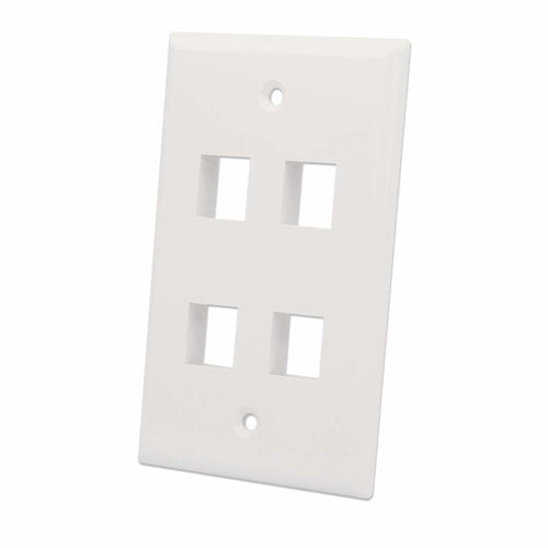Intellinet 4-Outlet Keystone Wall Plate, Ivory