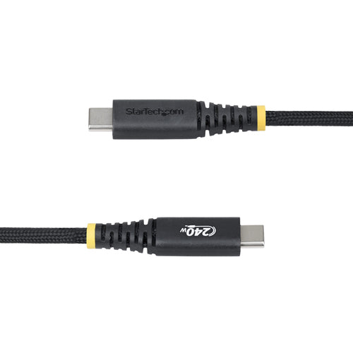 StarTech.com 3ft (91cm) USB-C Charging Cable, 240W (5A) PD EPR, Dual-Layer Silicone/Braided Jacket, USB 2.0 Laptop Charger Cable, USB-IF Certified, Rugged USB-C Charging Cord