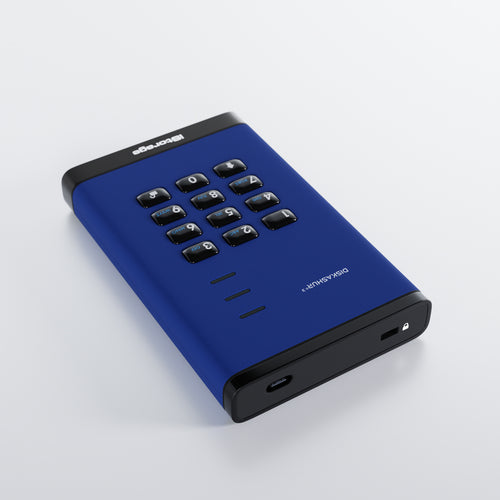 iStorage diskAshur³ 2TB Blue | Secure Portable Hard Drive | FIPS 140-3 Level 3 Complaint |Common Criteria EAL 5+ | PIN protected | AES-XTS 256-bit hardware encryption | GDPR, TAA Compliant | Dust/Water Resistant |