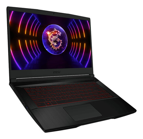 MSI Gaming THIN GF63 12VE-437US laptop Intel® Core™ i5 i5-12450H 39.6 cm (15.6") Full HD 8 GB DDR4-SDRAM 512 GB SSD NVIDIA GeForce RTX 4050 Wi-Fi 6 (802.11ax) Windows 11 Home Black