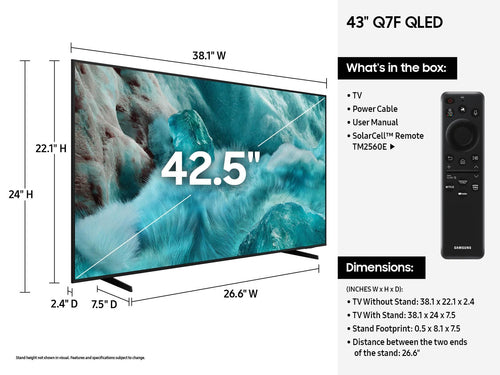 Samsung Q7F QN43Q7FAAF 109.2 cm (43") 4K Ultra HD Smart TV Wi-Fi Black