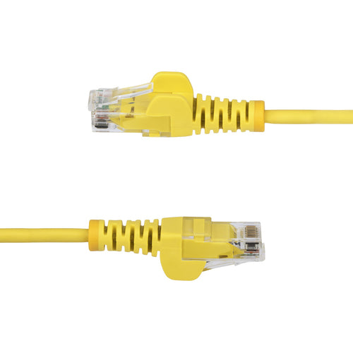 StarTech.com 1ft Yellow Slim CAT6 Ethernet Cable, Snagless, 100W PoE, UTP, LSZH, 28AWG Pure Bare Copper Wire, Slim RJ45 Network Patch Cord w/Strain Reliefs, Individually Tested