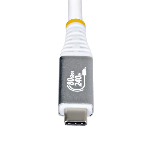 StarTech.com 3ft (91cm) USB4 Cable, 80Gbps, USB-IF Certified USB-C Cable, 240W PD, 8K 120Hz/4K 240Hz DP2.1 DP80, TPE Jacket, Thunderbolt 4 Compatible - White USB-C Cord
