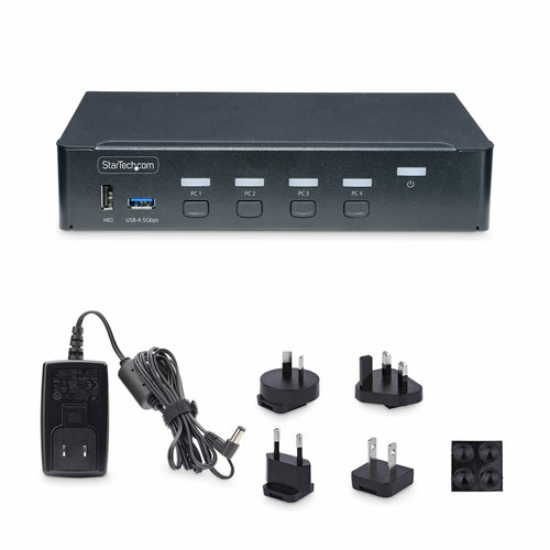StarTech.com 4-Port DisplayPort KVM Switch, Single 4K 60Hz Monitor, 6x USB Ports, Push-Button & Hotkey Switching, DisplayPort 1.2, OS Independent, TAA Compliant